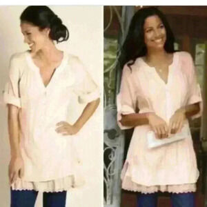 Soft surroundings long pink top size extra small